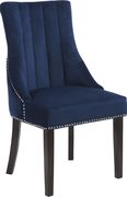 Navy velvet dining chair w/ chrome nailheads by Meridian additional picture 3