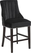 Black velvet fabric bar stool w/ chrome nailhead trim by Meridian additional picture 2