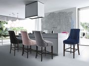 Black velvet fabric bar stool w/ chrome nailhead trim by Meridian additional picture 5