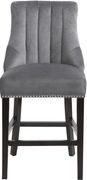 Gray velvet fabric bar stool w/ chrome nailhead trim by Meridian additional picture 3