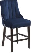 Navy velvet fabric bar stool w/ chrome nailhead trim by Meridian additional picture 2
