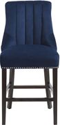 Navy velvet fabric bar stool w/ chrome nailhead trim by Meridian additional picture 3