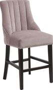 Pink velvet fabric bar stool w/ chrome nailhead trim by Meridian additional picture 2