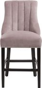 Pink velvet fabric bar stool w/ chrome nailhead trim by Meridian additional picture 3