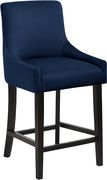 Set of navy blue velvet contemporary bar stools by Meridian additional picture 4