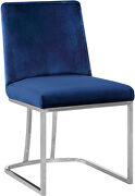 Elegant contemporary silver / blue velvet dining chair by Meridian additional picture 3