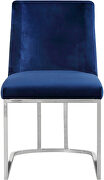 Elegant contemporary silver / blue velvet dining chair by Meridian additional picture 4