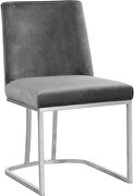 Elegant contemporary silver / gray velvet dining chair by Meridian additional picture 3