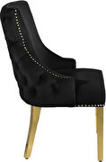 Elegant tufted velvet dining chair w/ golden legs by Meridian additional picture 2