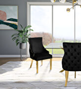 Elegant tufted velvet dining chair w/ golden legs by Meridian additional picture 4