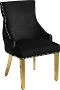 Elegant tufted velvet dining chair w/ golden legs by Meridian additional picture 6