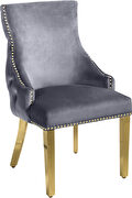 Elegant tufted velvet dining chair w/ golden legs by Meridian additional picture 3
