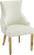 Elegant tufted faux leather dining chair w/ golden legs by Meridian additional picture 3