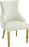 Elegant tufted vegan leather dining chair w/ golden legs by Meridian additional picture 3
