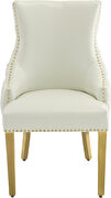 Elegant tufted faux leather dining chair w/ golden legs by Meridian additional picture 6