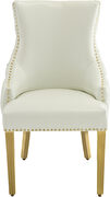 Elegant tufted vegan leather dining chair w/ golden legs by Meridian additional picture 6
