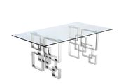 Glass top / stainless steel base modern table by Meridian additional picture 2