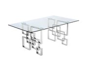 Glass top / stainless steel base modern table additional photo 2 of 4