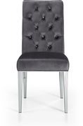 Modern gray velvet / rich chrome metal chair by Meridian additional picture 2