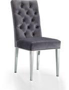 Modern gray velvet / rich chrome metal chair by Meridian additional picture 4