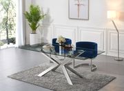 Rectangular glass top / silver metal base contemporary table by Meridian additional picture 2