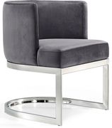 Chrome base / gray velvet dining chair by Meridian additional picture 3