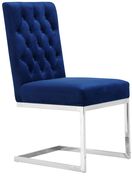 Stainless steel blue navy velvet modern dining chair by Meridian additional picture 2