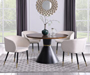 Round brown veneer dining table in modern style by Meridian additional picture 2