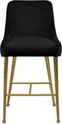 Black velvet bar stool w/ golden hardware and handle by Meridian additional picture 4