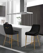 Black velvet bar stool w/ golden hardware and handle by Meridian additional picture 5
