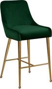 Green velvet bar stool w/ golden hardware and handle by Meridian additional picture 3