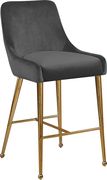 Gray velvet bar stool w/ golden hardware and handle by Meridian additional picture 2