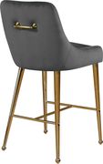 Gray velvet bar stool w/ golden hardware and handle by Meridian additional picture 3