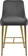 Gray velvet bar stool w/ golden hardware and handle by Meridian additional picture 4