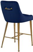 Navy velvet bar stool w/ golden hardware and handle by Meridian additional picture 2