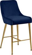 Navy velvet bar stool w/ golden hardware and handle by Meridian additional picture 3