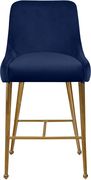 Navy velvet bar stool w/ golden hardware and handle by Meridian additional picture 4