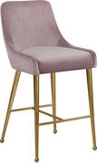 Pink velvet bar stool w/ golden hardware and handle by Meridian additional picture 2