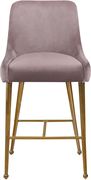 Pink velvet bar stool w/ golden hardware and handle by Meridian additional picture 4
