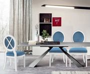 White gloss / aqua velvet dining chair by Meridian additional picture 4