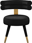 Round glam style dining chair w/ golden caps additional photo 3 of 6