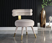 Round glam style dining chair w/ golden caps by Meridian additional picture 7