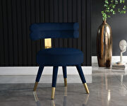 Round glam style dining chair w/ golden caps by Meridian additional picture 6