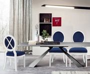 White gloss / navy velvet dining chair by Meridian additional picture 4