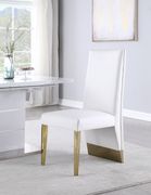 Gold base / white leather glam style dining chair by Meridian additional picture 6