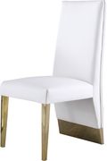 Gold base / white leather glam style dining chair by Meridian additional picture 7
