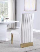 Gold base / white leather glam style dining chair by Meridian additional picture 9