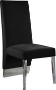 Chrome base / black velvet glam style dining chair by Meridian additional picture 3