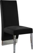Chrome base / black velvet glam style dining chair additional photo 3 of 3