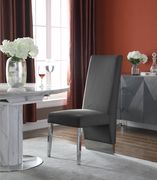 Chrome base / gray velvet glam style dining chair by Meridian additional picture 3